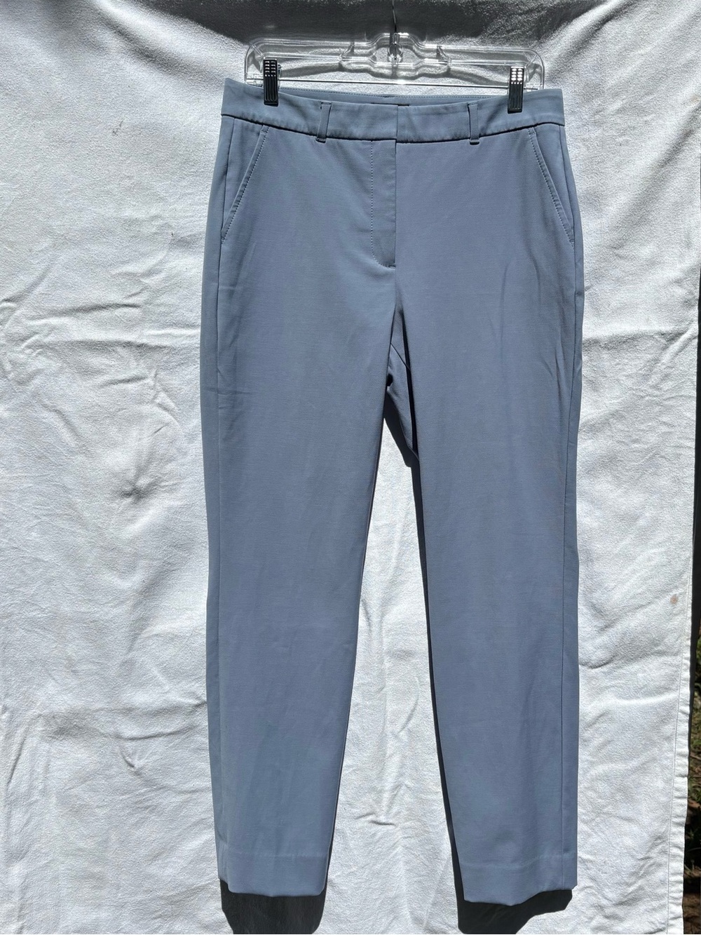 White House Black Market Slim Straight Trousers in Dusty Blue